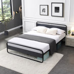 ZUN Industrial Platform Queen Bed Frame/Mattress Foundation with Rustic Headboard and Footboard, Strong D22676093