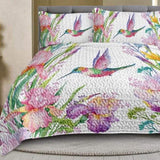 Colorful Bird Flower Design Quilt Set 3 Pieces Queen Size Soft Warm Bedding Set Include 1 Quilt And 11614767
