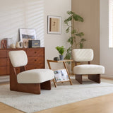 Modern Beige Lounge Chair with Polyester Upholstery, Sturdy Wood Base With Walnut Finish, N767P241702W