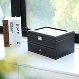 Watch Box 20 Mens Case Glass Top Display Organizer Lockable Black 38015822