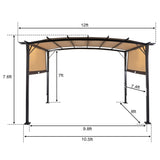 ZUN 350*280*230.5cm Aluminum Dark Brown Post Brown Adjustable Shade Fabric Curved Top Folding Shed 67152724