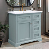 36" Bathroom Vanity Set with Ceramic Undermount Sink, 2 Tip-Out Drawers & Soft-Close Hinges, Modern W2896P318471