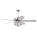 ZUN 52'' Crystal Shade Ceiling Fan Lamp With Remote Control 3 Speed , 5 Reversible W1592P192260