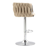 360&deg Fabric cover Swivel Bar Stools Set of 2, Adjustable Counter Height Bar Chairs with Woven 94403667