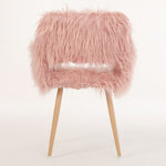 ZUN PINK Faux Fur Upholstered Make up chair Side Dining Chair with Metal Leg W2069P174779