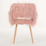 ZUN PINK Faux Fur Upholstered Make up chair Side Dining Chair with Metal Leg W2069P174779