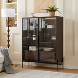 51.2'' Tall Lighted Display Cabinet with Tempered Glass Door, Metal Legs, LED Curio Cabinet, Modern N845P261794D