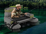 350lbs Inflatable Fishing Float Tube - 2 Air Chambers, Rod HolderFish Ruler, GreenGray 03732199