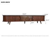 70 Inch Mid Century Modern TV Stand, TV Stand for 80 Inch TV, TV Stand with Tambour Doors, Fluted N710P419840P
