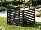 3Panel Solid Fir Wood Outdoor Privacy Screen, NoDig Air Conditioner Cover Fence with Ground 07398632