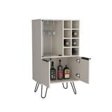 Aster 23" Wide Double Door Bar Cabinet and Glass door comparment, Eight bottle cubbies and stemware B070P234322
