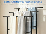 3-Tier Freestanding Towel Stand with Bottom Storage Basket, Black Iron Towel Rack with Adjustable 26651064