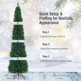 9ft Slim Pencil Christmas Tree - Space-Saving Design for Small Corners, 1500 Realistic PVC Branches 53891732