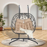 ZUN 2 Person Outdoor Rattan Hanging Chair Patio Wicker Egg Chair W874P146257