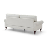 80-Inch Modern Linen 3 seat Sofa with Wooden Legs & Crystal button and Copper Nail, Tufted Backrest, W1117P268790
