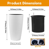Set of 2 Faux Rattan Tall Planters Outdoor Indoor Large Planters with Water Level Monitor Inner W3213P311467