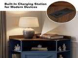 Corner Cabinet, Corner Storage Shelf with USB Ports and Outlets Industrial Organizer for Small Space W6018P577720
