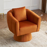 ZUN 360&deg; Swivel Accent Chair, Modern Velvet Fabric Living Room Armchair with Fluffy Cushions, Comfy Wide 41128047