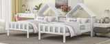 Double Twin Size Platform Bed with House-shaped Headboard and a Built-in Nightstand, White WF306928AAK