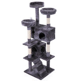 ZUN Cat Tree Cat Tower with Scratching Ball, Plush Cushion, Ladder and Condos for Indoor Cats, Gray W2181P147631