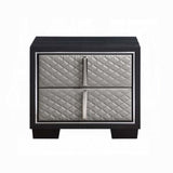 Silver and Black 2-Drawer Nightstand B062P209013