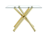 37.8" Round Tempered Glass Bar Table with Gold Metal Cross Legs 71579936