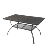 ZUN 60*38*28.5in Iron With Umbrella Hole Patio Bar Table Black 15801327