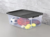 (2 pack) 76 Quart Stacker Storage Bin, Clear Plastic Storage Container with Latch Lid, Durable, Dark 68110717
