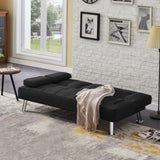 ZUN Modern Convertible Folding Futon Sofa Bed with2 Cup holders , Fabric Loveseat Sofa Bed with W58834776