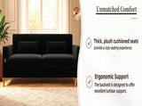 FX-P18-BKLuxury Velvet Sofa with Gold Accents - Modern 3-Seat Couch with Plush Cushions, W57649846