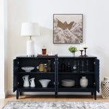 60.5'' Buffet Cabinet with Storage, Farmhouse Fluted Sideboard with Geometric Pattern & Adjustable W1801P288507