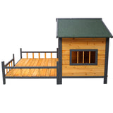 Wooden Large Dog House Outdoor Double XL Dog Kennel with Elevated Floor and Porch, Weatherproof W465P189954