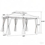 13x10 Outdoor Patio Gazebo Canopy Tent With Ventilated Double Roof And Mosquito net W419P282068
