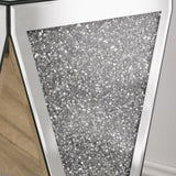Inverted triangular mirror square, crystal diamond inlaid coffee, silver glass side W1005P189513
