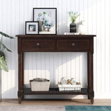 ZUN Series Console Table Traditional Design with Two Drawers and Bottom Shelf 73279163