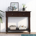 ZUN Series Console Table Traditional Design with Two Drawers and Bottom Shelf 73279163