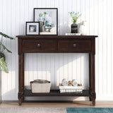 ZUN TREXM Daisy Series Console Table Traditional Design with Two Drawers and Bottom Shelf WF191267AAB