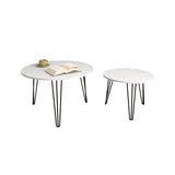 27.56'' Round Nesting Coffee Table Set of 2, Circular Nesting End Table Set, Round Marble Tabletop, 32508721