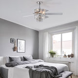 ZUN Dual Crystal Lamp Shade Crystal Ceiling Fan with Lights Fandelier Chandelier W1592P160485