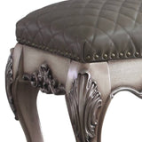 Grey and Vintage Bone White Vanity Stool with Tufted Seat B062P186401
