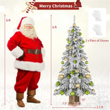 6ft Flocked Christmas Tree with 589 Branch Tips - Snow-Laden Design, 48 Xmas Balls Included, 62204237