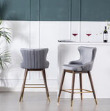 Leland Fabric Upholstered Counter Height Wingback Stools, Set of 2, Gray T2574P165108