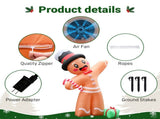 10.6FT Gingerbread Man with Gift Box Inflatable, 8 LED Lights, 190D Polyester Christmas Decor, US 28526088