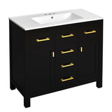36'' Bathroon Vanity with Ceramic Sink Combo Set,Modern Freestanding Single Bathroom Cabinet with 4 N710P247494B