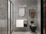 30" Wall-Mounted Bathroom Vanity, 2-Soft Close Doors,Glossy White Vanity & Grey Glass 1/2 Door, W999P387159