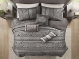 6-Piece Full/Queen 6 Piece Jacquard Quilt Set with Throw Pillows,Grey B035P408226