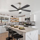 52 Inch Modern Ceiling Fan With Dimmable LED Light 5 Solid Wood Blades Remote Control Reversible DC W882P151478