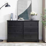 ZUN Modern Farmhouse 6-Drawer Chest of Drawers for Bedroom, Wooden Bedroom Drawer Dresser with 6 Storage W2275P224406