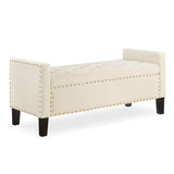 ZUN Upholstered Tufted Button Storage Bench with nails trim,Entryway Living Room Soft Padded Seat with W2186139089