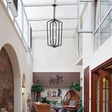 8-Light Farmhouse Kitchen Chandeliers, Matte Black and Sliver Vintage Rustic Cage Light Fixture W1592P210020